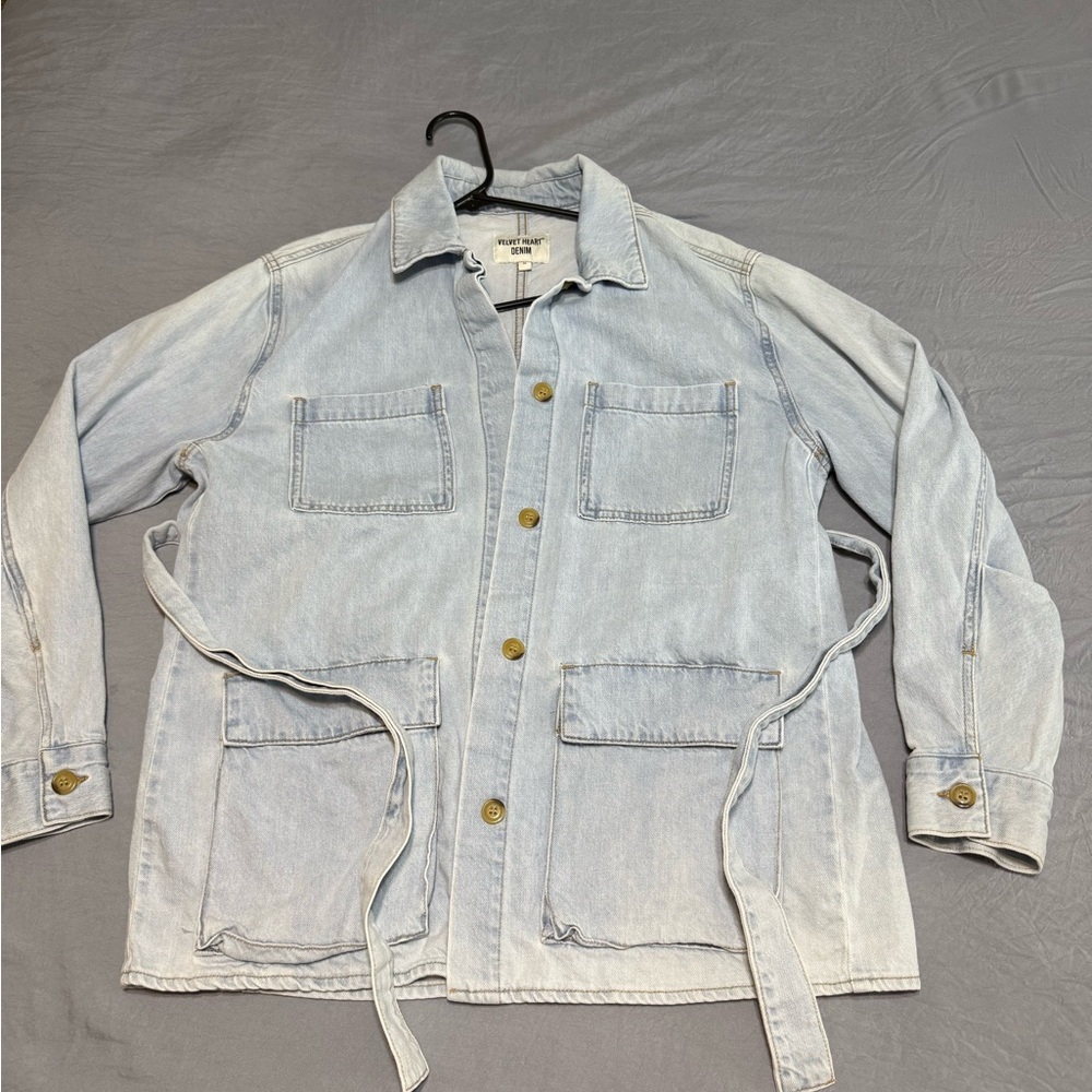 Velvet Heart Light Wash Denim Shirt Jacket